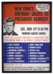 Scarce Poster for JFKs 45th Birthday at Madison Square Garden in 1962, Famous for Marilyn Monroes Serenade of Happy Birthday Mr. President